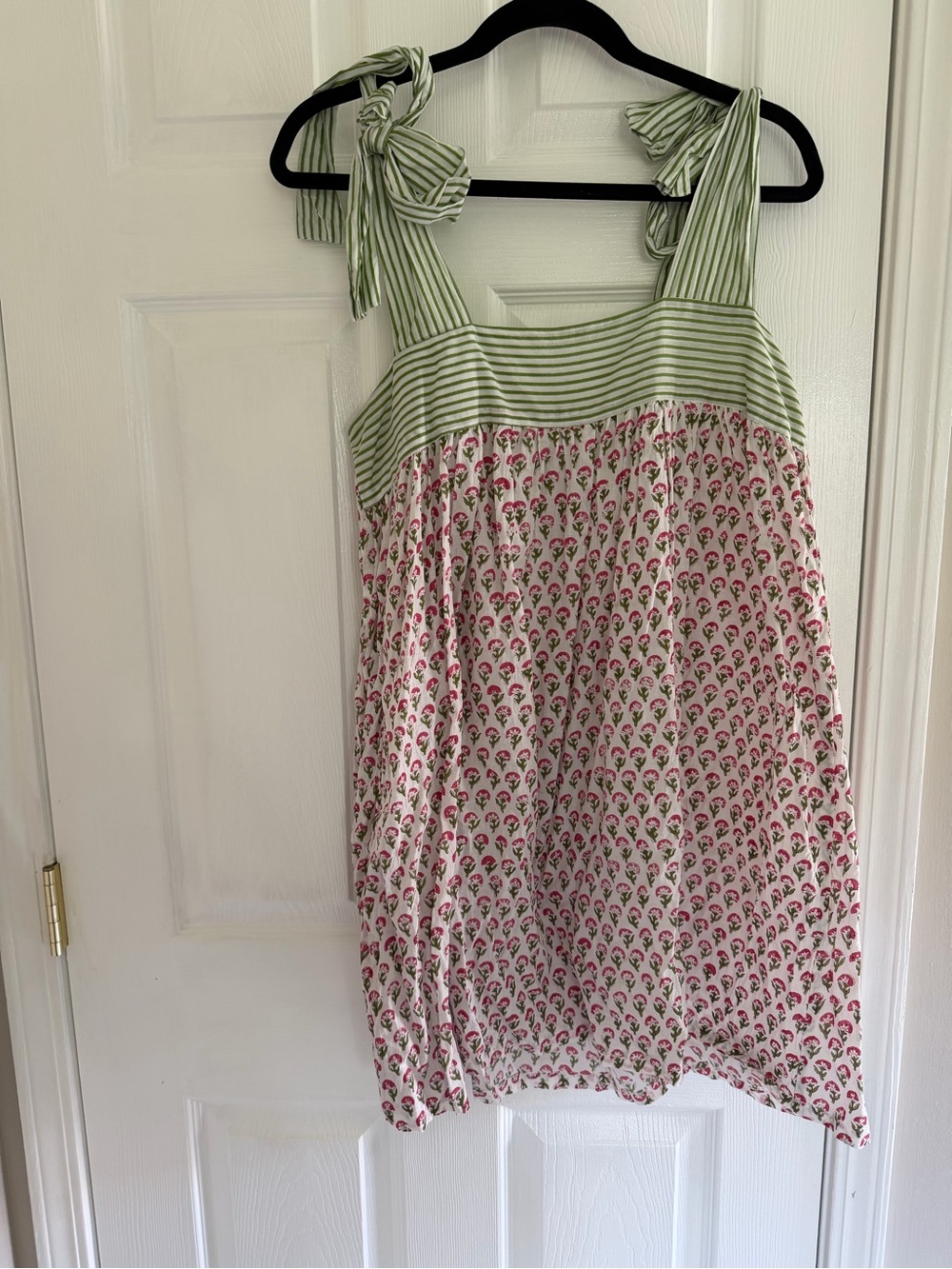 Darling Loungewear Green Striped & Pink Floral Tie-Up Sundress